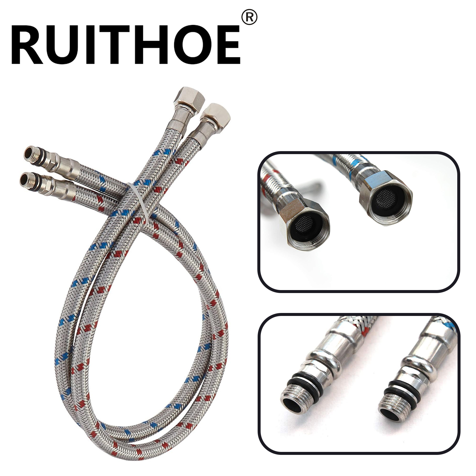 Flexible Hose Braided - 2 Piece 24-Inch Long Faucet Connector