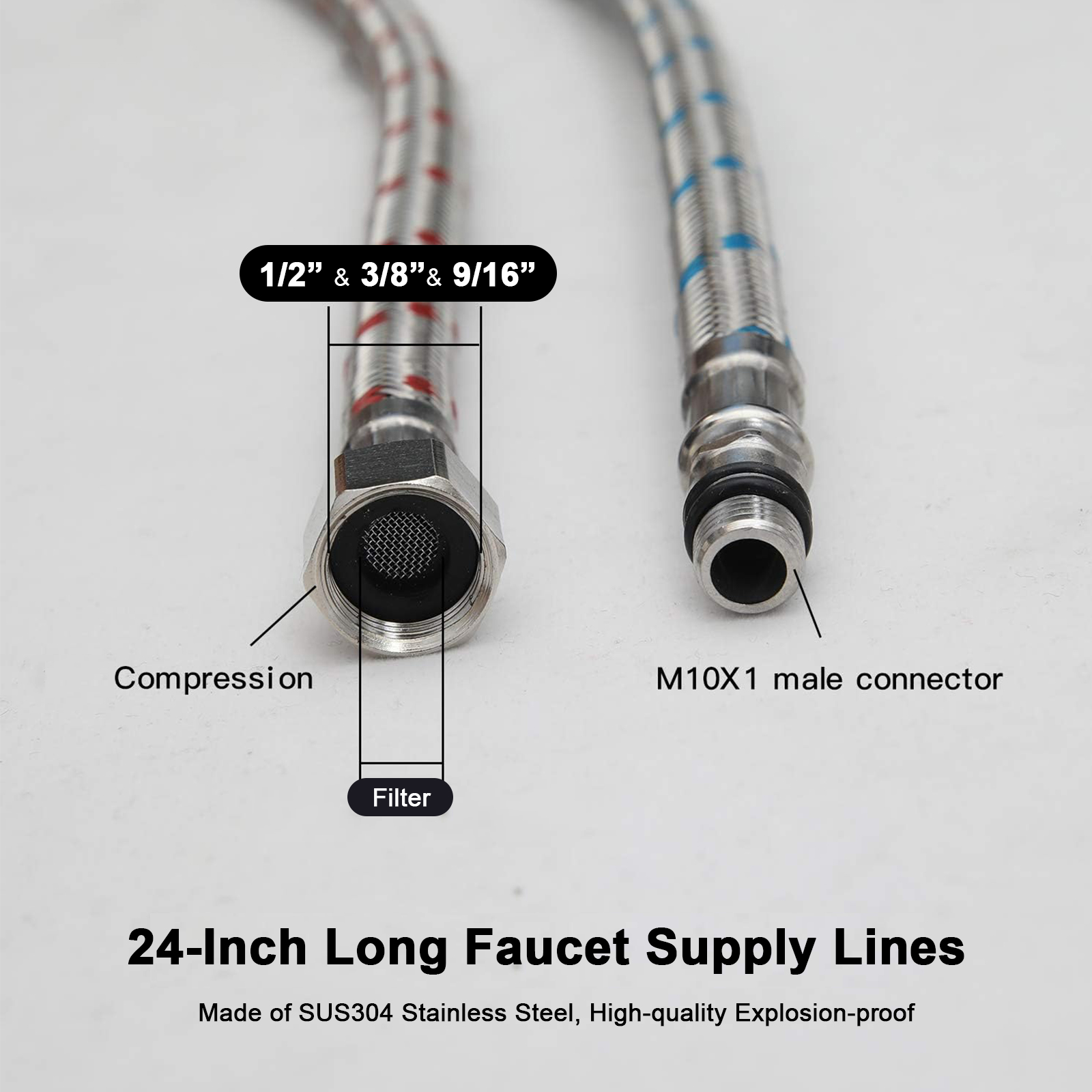 2 Piece 24-Inch Long Faucet Co - Flexible Hose Braided 리뷰 및 가격