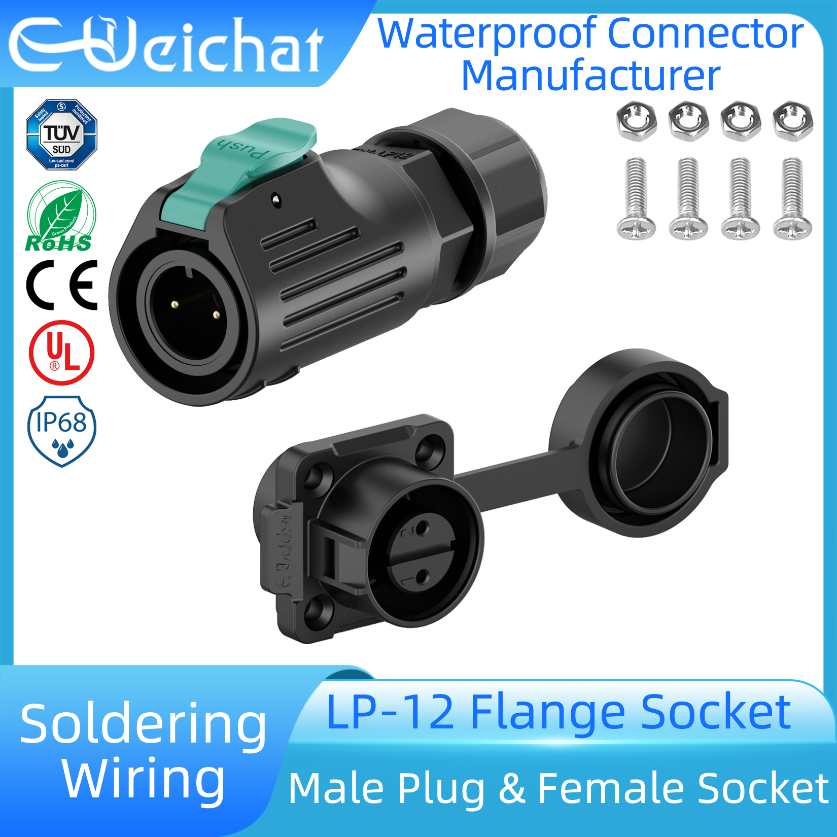 LP12 M12 IP68 Waterproof Outdo - Push Fit Connector 리뷰 및 가격